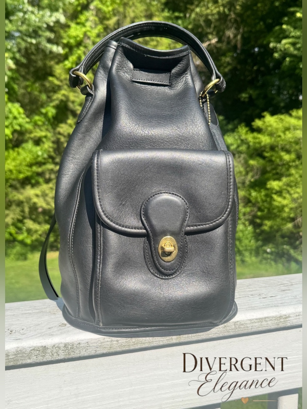 Coach Handle Backpack Sling Daypack Black Glove Tanned Leather Style 9952 - Picture 1 of 8